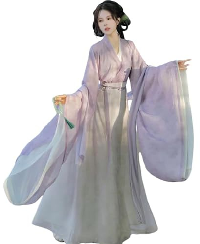 Hanfu-dräkt För Kvinnor, Traditionell Kinesisk Klädsel (S-XL), Cosplay-dräkt Hanfu, 3-delat Set (underkläder + Ytterkläder + Kjol), För Cosplay-aktiviteter, Fotograferingar