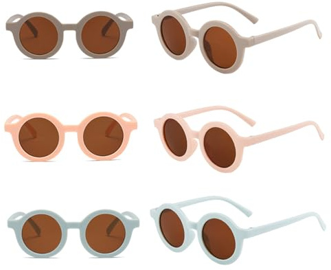 BeVistoso 6 Paia Occhiali da Sole Polarizzati per Bambini Occhiali da Sole Rotondi Classici per Bambini Protezione UV 400 retrò per Ragazze Ragazzi Piccoli