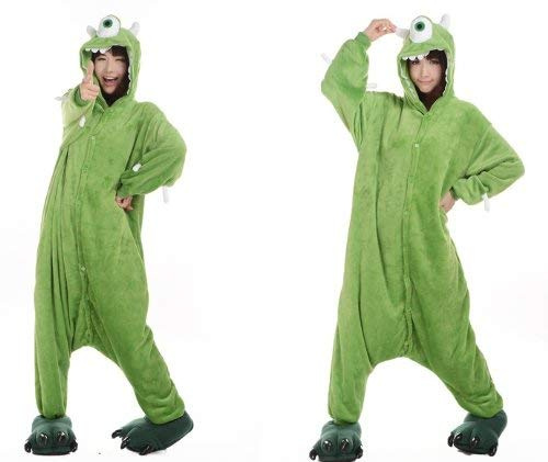 Green Mike Monster Sully Elmo Onesie Fancy Dress Hoody Pyjama Sleep wear Carnival Costume (Green Mike Monster, XL (Height 180cm-190cm))