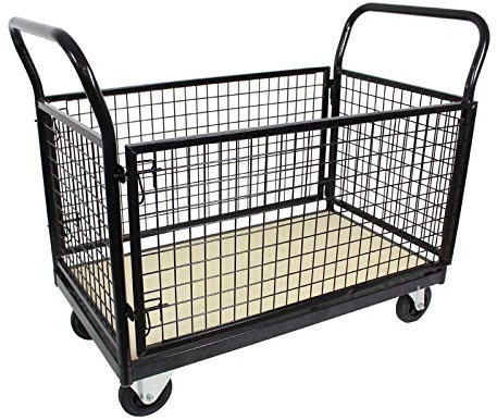 TRUTZHOLM Plattformwagen 500 kg Gitterwagen Rollwagen 119x67x107 cm Türen schwenkbar Gitterbox fahrbar Transportwagen Transportgitterwagen Gitter Wagen Magazinwagen