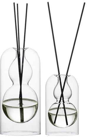 Empty Glass Fragrance Reed Diffuser Bottles,for Essential Oil, with 16pcs Black Reed Sticks,Minimalist Decor,2pcs/Set.