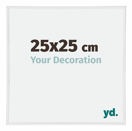 yd. Your Decoration - Cadre Photo 25x25 cm - Blanc Brillant - Cadre Photo en Plastique Avec Verre acrylique - Anti-Reflet - Cadre 25x25 - Annecy