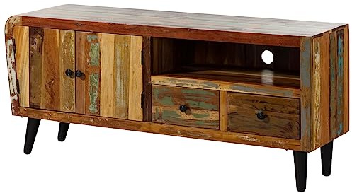 MASSIVMOEBEL24.DE SIXTIES #116 Mobile TV in legno riciclato - laccato/multicolore 160x45x70