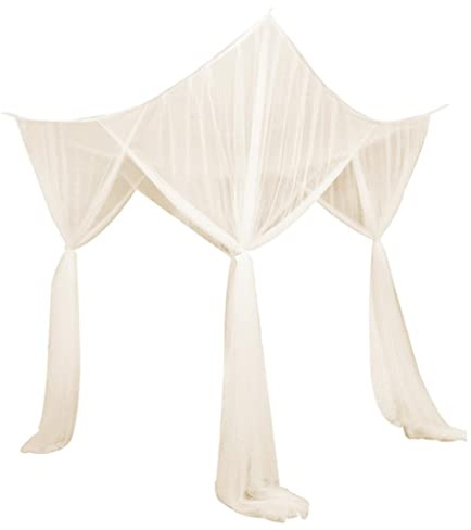 predolo 4 Double Poteau d'angle pour Lit à Baldaquin. Filet de Cantonnière., Beige, 210x190x24cm