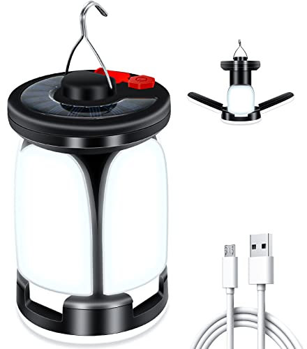 Camping Lantern, LED Camping Lights Lamp with 6 Light Modes, 60 LEDs Ultra Bright LED Tent Light, USB & Solar Rechargeable Camping Lights for Camping, Fishing, Hiking, Outdoor Party etc