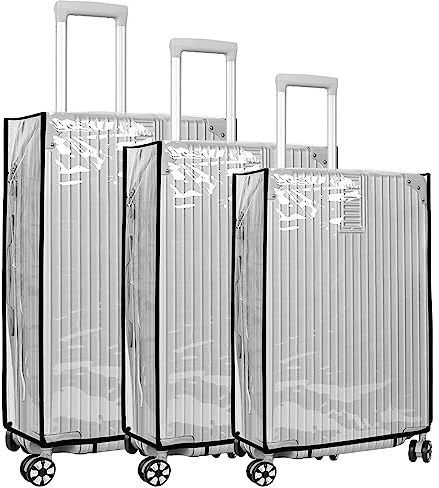 3pcs Clear Suitcase Protectors - 20/24/28inch PVC Waterproof Reusable Transparent Travel Luggage Protector Wheeled Suitcase Dust Cover