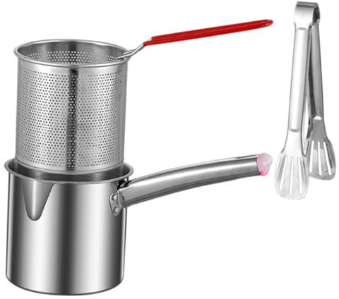 OKUMEYR 1 Satz Bratpfanne Fritteuse Lebensmitteltopf braten Brühtopf Sieb daran arbeiten Milchtopf Frittierpfanne Multifunktion Frittierkorb tiefer Topf Friteuse Filter Rostfreier Stahl