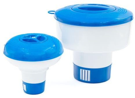 Home Deluxe - Galleggiante dosatore Clear – 5 galleggianti dosatori per 1 compressa, manopola regolabile per una cura uniforme dell'acqua I accessori piscina cura piscina disinfezione dell'acqua