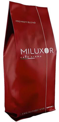 Miluxor Kaffee Crema, Kaffeebohnen, Ganze Bohnen, Langzeitröstung für Kaffeevollautomaten, Vollmundiger Bohnenkaffee, Röstkaffee, ungemahlen, Perfekt für Espresso & Crema (1 x 1000 g)
