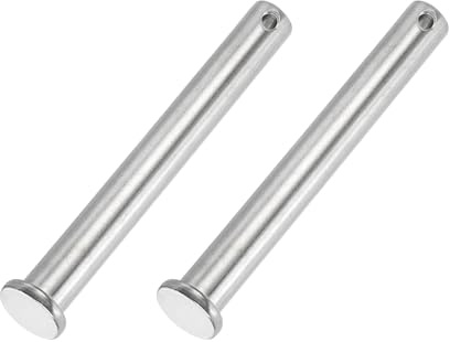 PATIKIL 2 Stück 100mm Lange Steckbolzen 14mm Durch. Flachkopf Edelstahl Bolzen mit Loch 4,2mm Durch. Einlocher Sicherungsbolzen für Industrie Maschinenbau Anhänger Scharnier Möbel, Silber