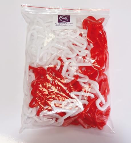 AUA SIGNALETIQUE - Chaîne de Signalisation en Plastique (Rouge et Blanc - Ø6mm, 5 mètres)