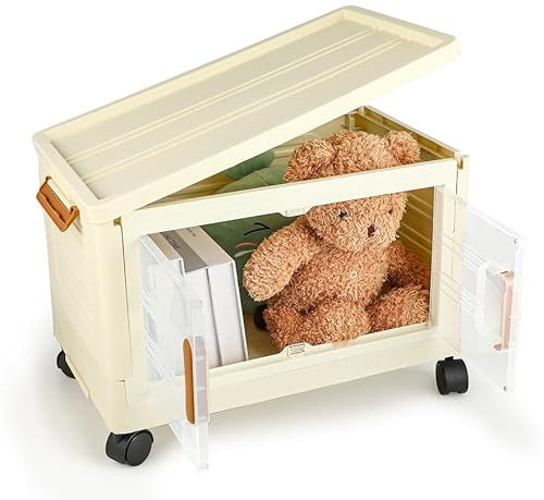 Scatole Plastica con Coperchio – Scatole per Armadio plastica – Cassettiera in Plastica – Impilabile, Contenitore per Salotto, Cucina, Garage, Ufficio (Bianco)