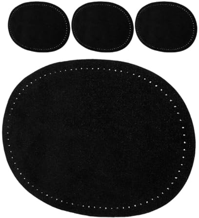 FUOYLOO 2 Pairs Oval Black Elbow Patches with Suede Backing, Sewing Appliques for Jackets, Shirts, and Trousers Repair, DIY Garment Patches with Pre-Reserved Stitch Holes for Easy Sewing