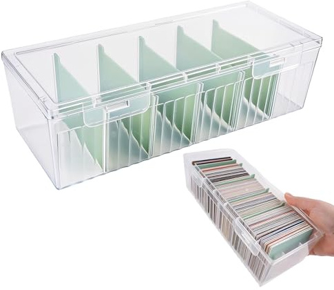Scatola per Carte Organizzatore Trasparente con Separatori Regolabili