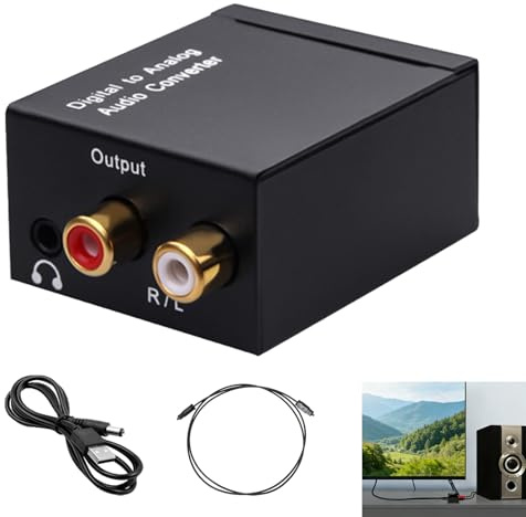 Convertitore audio digitale a analogico da 192 kHz, convertitore da SPDIF ottico coassiale Toslink a RCA Stereo L/R, adattatore jack da 3,5 mm, compatibile con TV, Blu-Ray, XBox, PS3, PS4 e altro