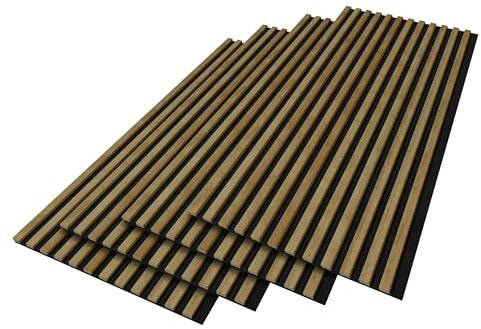 Stegu PROLINE Akustiklamellen Eiche – 120x60 cm, 4 Stück – FSC®-zertifiziert – Akustikpaneele – Schallabsorption und Elegante Wanddekoration
