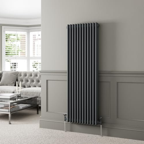 DuraTherm® 1600 x 560mm Anthracite Grey Traditional Vertical Designer Radiator Triple Column Colosseum Cast Iron Style Central Heating Panel Radiators Rad