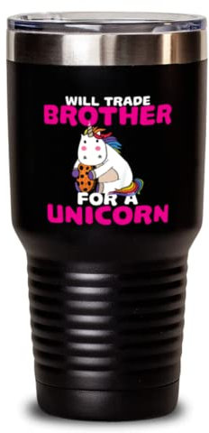 Gobelet isotherme en acier inoxydable de 887 ml avec inscription « Will Trade Brother For A Unicorn Sarcasm »