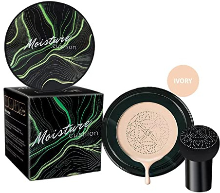 Cojín de aire para cabeza de hongo CC crema, mate uniforme tono de piel, corrector hidratante, base de maquillaje crema de larga duración con esponja de maquillaje de hongos (01# marfil)