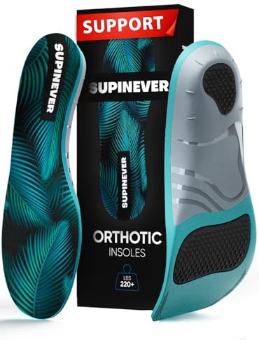 220+ lbs Plantar Fasciitis Insoles - High Arch Support - Strong Arch Orthotic Inserts - Work Boots and Shoes (L,Green)