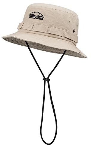 CLAPE UPF50 + Sonnenhut Herren Damen Winddicht Buschhut Baumwolle Boonie Hat Safari Hat UV Schutz Outdoor Hut mit Kinnband Verstellbar Angelhut