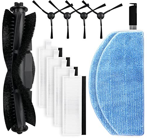 liveryde Ersatz Kompatibel mit Honiture G20 / G20 Pro, für Airzeen G20 Pro, für Laresar Evol 3 / 3S Staubsaugerroboter, 1 Hauptbürste, 4 Seitenbürsten, 4 Hepa-Filter, 2 Wischtücher Zubehör Ersatzteile