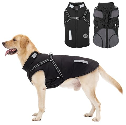 Cappotto Cane Invernale, Cappotto per Cani Impermeabile con Fodera in Pile Giacca Invernale Calda Lavabile con Strisce Riflettenti, Giacca Antivento per Cani di Piccola Taglia Grande Media