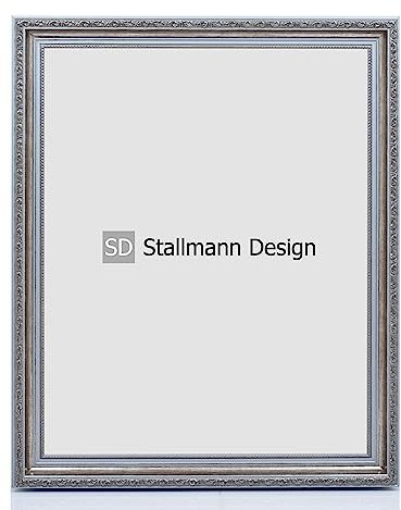 Stallmann Design Barockrahmen “OIA” | 15x21 cm | Silber | Echtholz-Bilderrahmen antik | mit Kunstglas | Fotorahmen aus Holz im Vintagestyle
