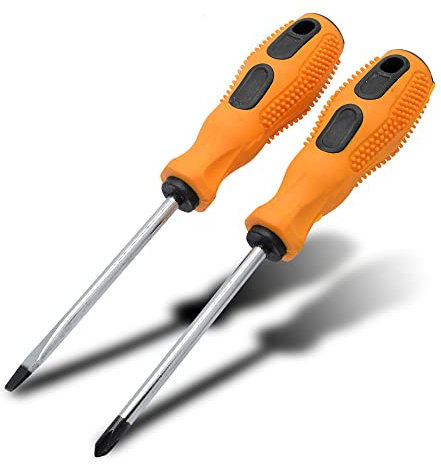 Lot de 2 tournevis magnétiques cruciformes et plats avec poignées ergonomiques antidérapantes pour travaux électroniques et de réparation multi-usages