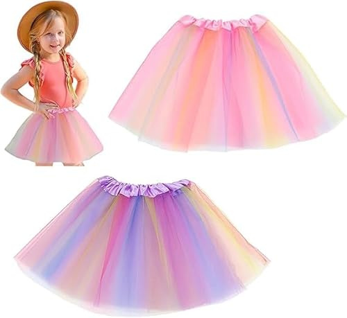 VIDSTW Falda de Tutú para Niñas, Vestido Corto de Baile Colorido Princesa, Fiestas de Navidad Faldas para Fiestas para Niñas 3 Capas de 30cm de Largo, Adecuada para Niños de 3 a 8 Años (Escribe B)