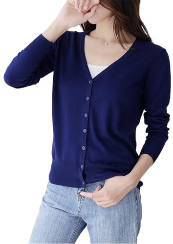 Mooncolour Womens 24 Colors Knit Outwear Autumn Cardigan Sweater, Navy, UK 14