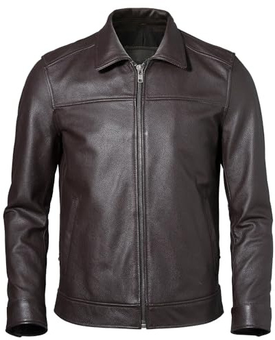 OLEETS Chaqueta Cuero Para Hombre - Abrigo Para Hombre, Otoño, Primavera, Informal, Talla Grande, Moda, Ropa De Calle Para Exteriores, Suave, Ajustado, Solapa, Manga Larga, Ropa Retro, Marrón, 6Xl