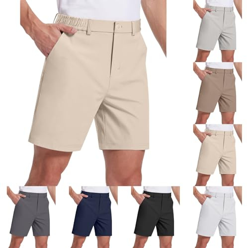 Golfshorts herr UK stretch män chinos shorts normal passform kontor arbete kort klassisk affärer kort affärer bermudashoffertar sommar UPF 50+ bakluckor för solskydd vardaglig halvbyxa med ficka