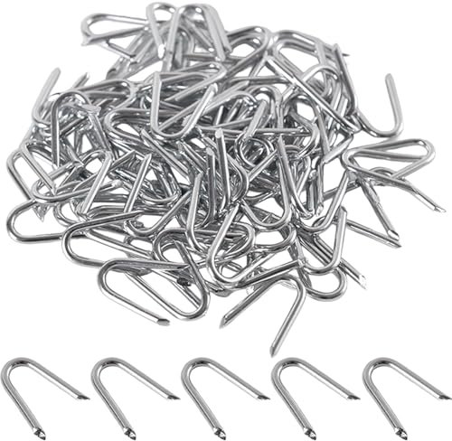 Galvanised U Nails Netting Staples 100pcs 20mm,Fence Staples Ideal for Chicken Wire,U-Shaped Fasteners Nails for Fence for Wire Mesh Woven Fencing Garden Mesh Fasteners Nails
