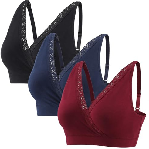 MANCI Soutien-gorge de nuit en coton avec bordure en dentelle et bretelles réglables – Soutien-gorge de maternité polyvalent pour un usage quotidien, soutien de grossesse et confort nocturne