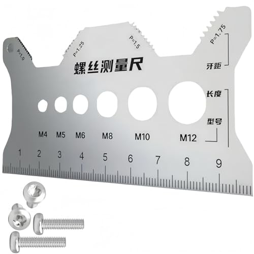S/tainless S/teel Double-Sided Bolt Gauge Card - Metric & Imperial Thread Pitch Gauge,Bolt & Nut Size Checker,Drill Bit Measuring Tool,Portable Thread Gauges for DIY & Professional Use
