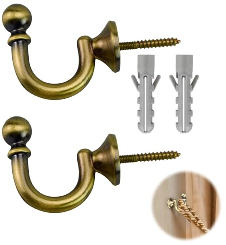 2 fermatenda per tende a testa tonda, fermatenda per tende, fermatenda da 35 mm in metallo, vintage con fermatenda, ganci da parete, per raccogliere tende, ganci o borse (bronzo)