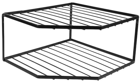 DOITOOL Mensola angolare per mobiletto - Supporto per pentole e padelle in metallo per piano di lavoro della cucina - Supporto per scolapiatti - Mensola per spezie per dispensa nera