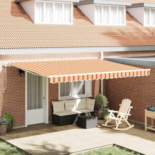 Generico Tenda da Sole Rigato Giallo e Arancione 4,5 × 3,5 m,Casa e Giardino,Prato e Giardino,Vita all'aperto,Tende da sole-3331089