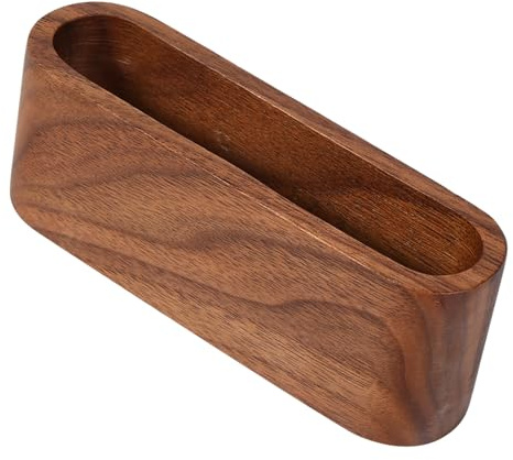 Qcwwy Organisateur de Porte-Cartes de Visite en Bois, pour la Maison et Le Bureau, étui à Cartes de Bureau, Présentoir de Rangement, Conteneur d'articles (Noir Noyer Marron)