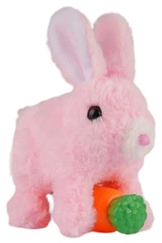Walking Bunny Toy - Motoriserad plyschkanin med vickande öron Action, tidig inlärning låtsasspela djur, responsiv ljudrörelse interaktiv design, söt elektronisk följeslagare | för pojkar, flickor