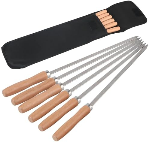 Brochetas de Metal 6 uds brochetas for barbacoa herramientas for exteriores brocheta for asar profesional 340 acero inoxidable largo