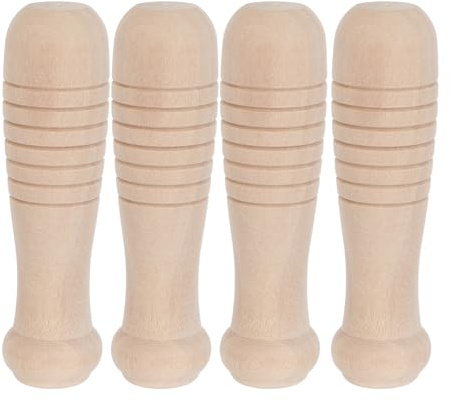 Yardenfun 4 pezzi Manico in legno di ricambio per utensili da barbecue - Impugnatura per accessori da griglia - Senza foro e parte antiscottatura per spazzola da cucina, padella, teiera, forchetta