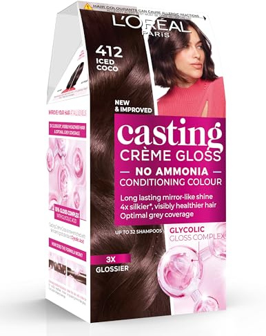 L’Oréal Paris Casting Crème Gloss Semi-Permanent Color, 412 Iced Cocoa | No-Ammonia, Radiant & Natural Colour, Lasting 32 Washes, 3x Glossier, 4x Silkier, Visibly Healthier, Easy Application