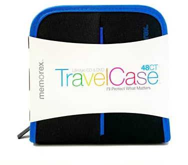 Memorex CD/DVD Nylon Wallet Black with Blue Piping, 48 Count (32020021682)