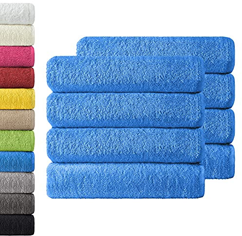 NatureMark 8er Spar-Pack Frottier Handtücher, Handtuch-Set, 50 x 100 cm, Royal blau, 100% Baumwolle