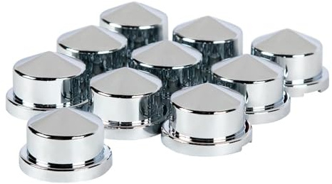 United Pacific 10082P - Wheel Lug Nut Cover Set - 3/4 X 7/8 Chrome Plastic Pointed Nut Cover - Push-On (10 Pack)