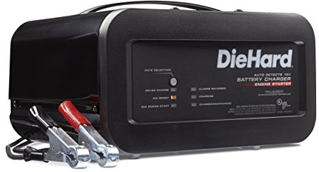 DieHard 71323 12V Shelf Smart Battery Charger and 10/50A Engine Starter, Black