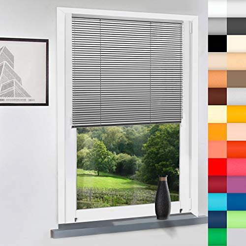 Aluminium Jalousie nach Maß, Endloskette, Kette, Monocomando, Maßanfertigung, für Fenster und Türen, Alu, Fenster, Klemmfix ohne Bohren (Silber, Höhe: 220cm x Breite: 55cm)