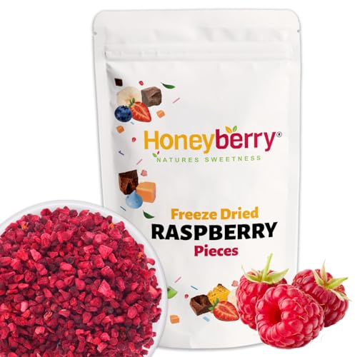 Piezas de frambuesa secas por congelación (70 g), sin azúcar añadido, 100% natural, sin gluten, apto para veganos